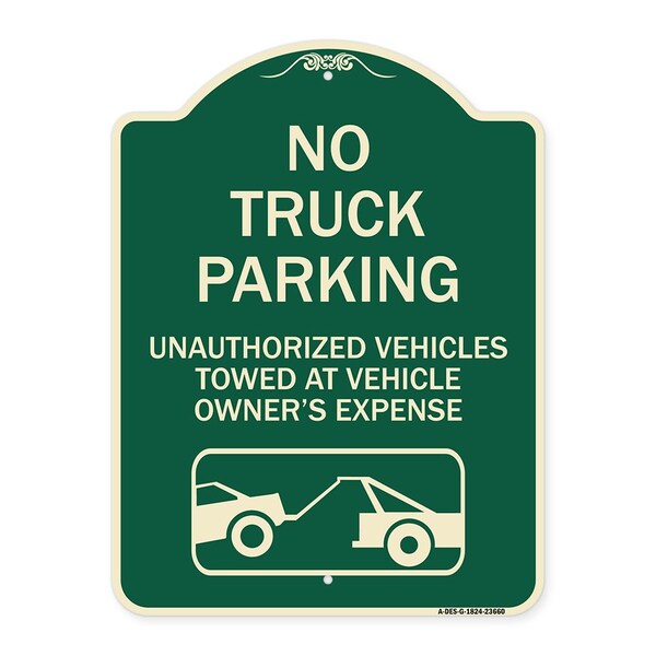 No Parking No Truck Parking Unauthorized Vehicles Towed at Vehicle Owners Expense W, G-1824-23660